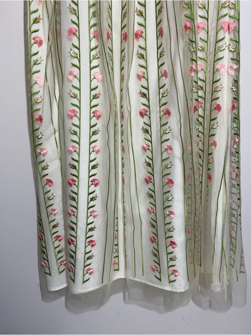 Talbots Skirt Womens Size 10 Embroidered Tulle Linear Floral Fit & Flare Midi - Picture 6 of 14